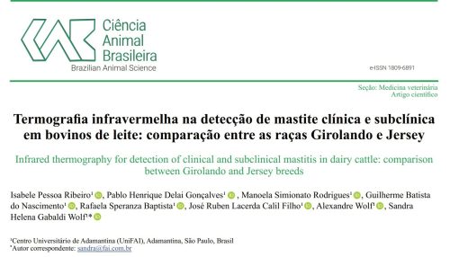 Projeto de pesquisa do Pibic é publicado na Revista Ciência Animal Brasileira