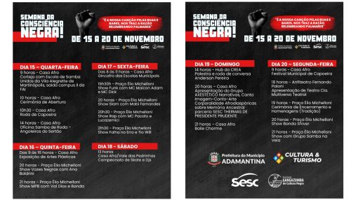 Prefeitura de Adamantina divulga programação da Semana da Consciência Negra