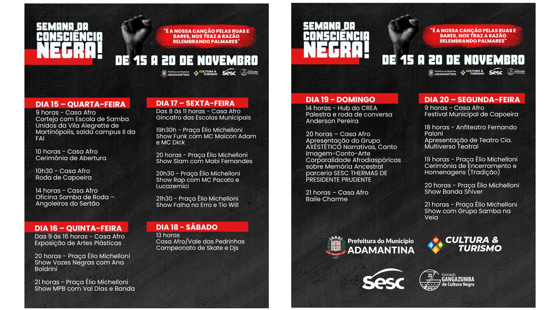 Prefeitura de Adamantina divulga programação da Semana da Consciência Negra