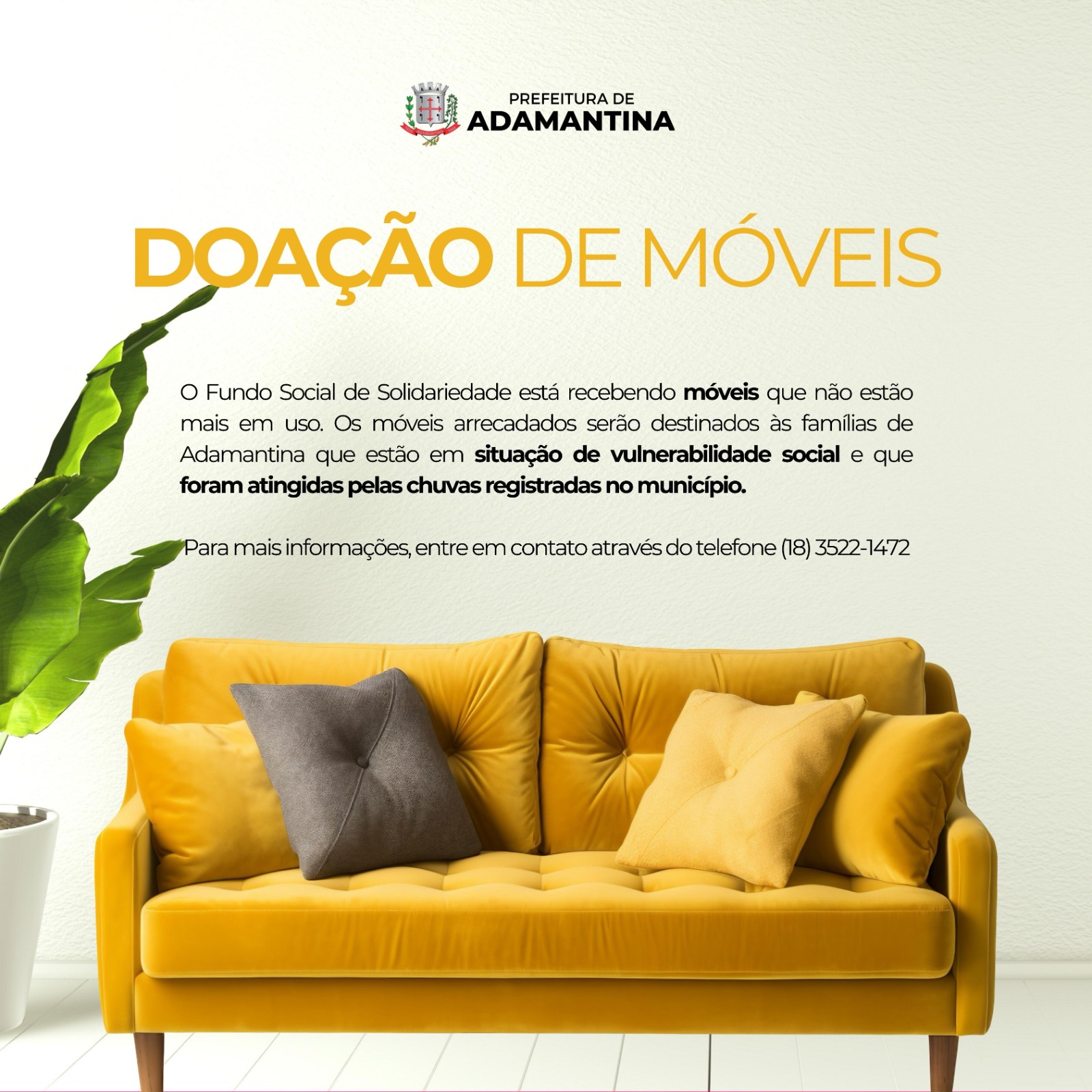 Móveis usados podem ser doados ao Fundo Social de Solidariedade de Adamantina