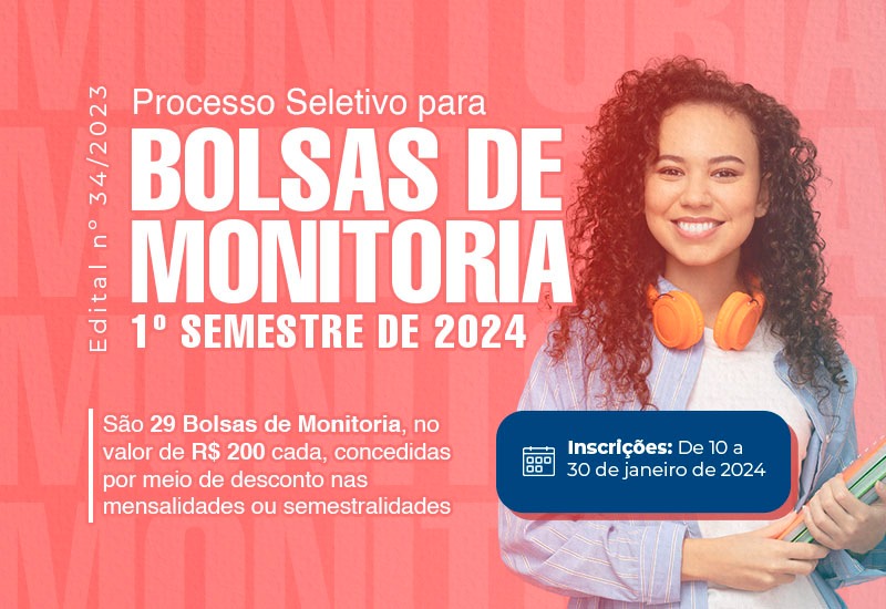 Centro Universitário abre inscrições de  processo seletivo para bolsas de monitoria