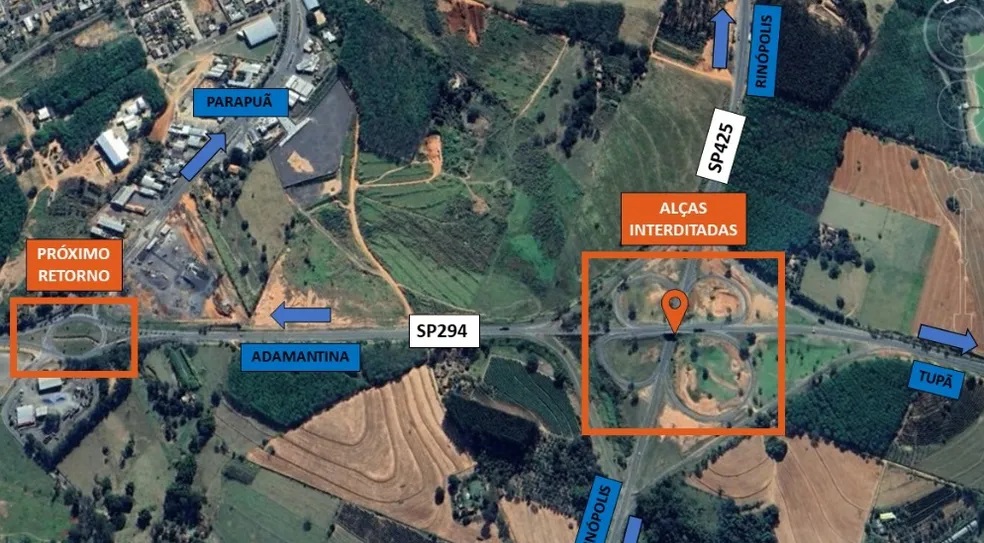 Obras no pavimento interditam alças de acesso e alteram trânsito na Rodovia Comandante João Ribeiro de Barros, em Parapuã