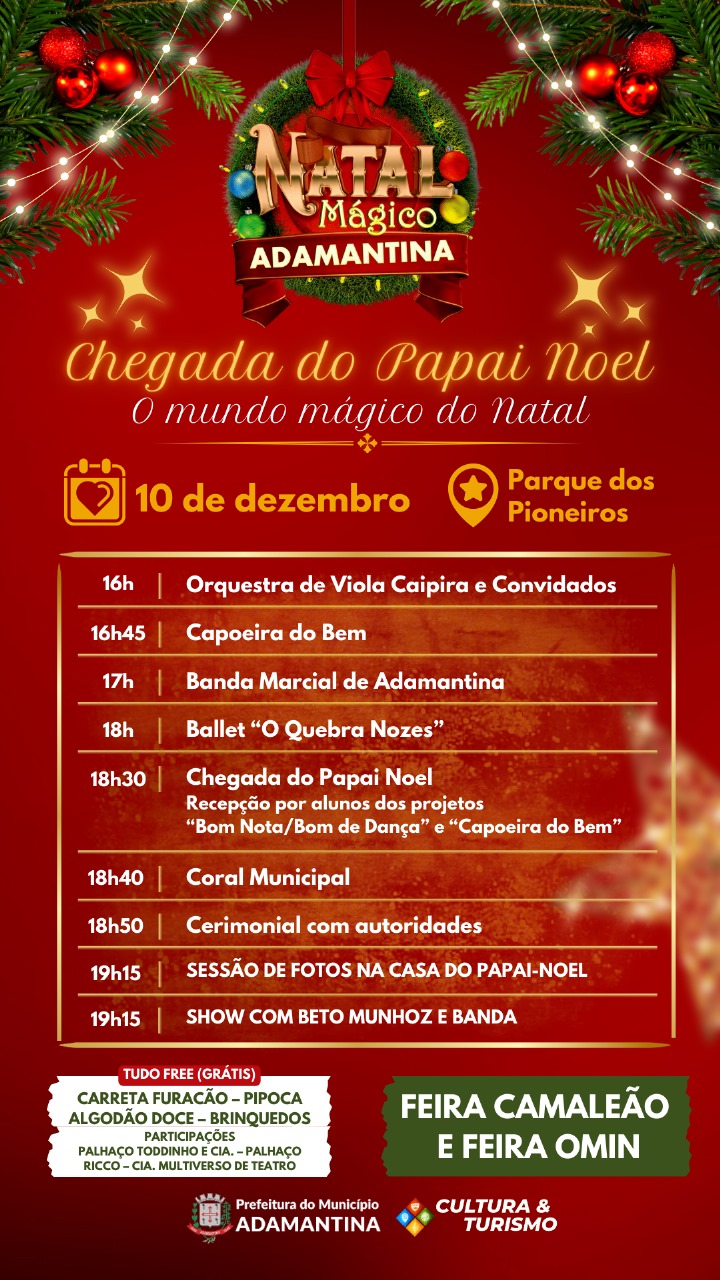 Adamantina recebe Papai Noel em meio a diversas atrações