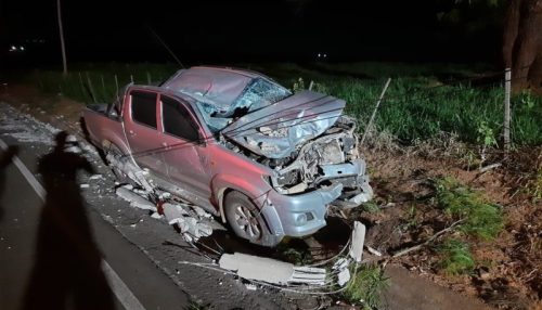 MOTORISTA DE CAMINHONETE SOFRE FERIMENTOS EM ACIDENTE NA VICINAL TUPÃ - BASTOS