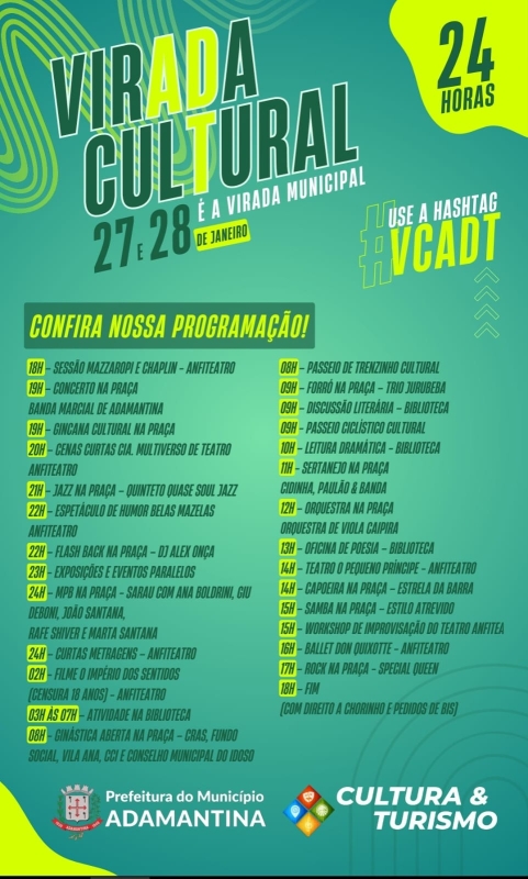 “Virada Cultural Municipal” acontece neste final de semana em Adamantina