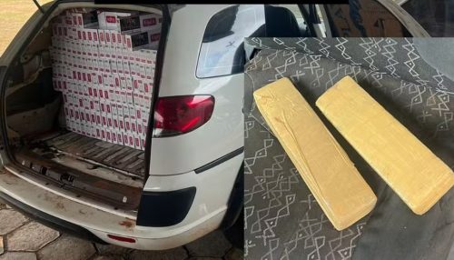 Ao avistar viatura, trio tenta fugir mas acaba preso com tabletes de maconha e 1,7 mil pacotes de cigarros