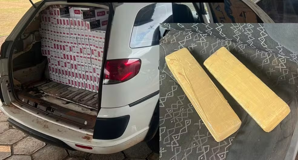 Ao avistar viatura, trio tenta fugir mas acaba preso com tabletes de maconha e 1,7 mil pacotes de cigarros