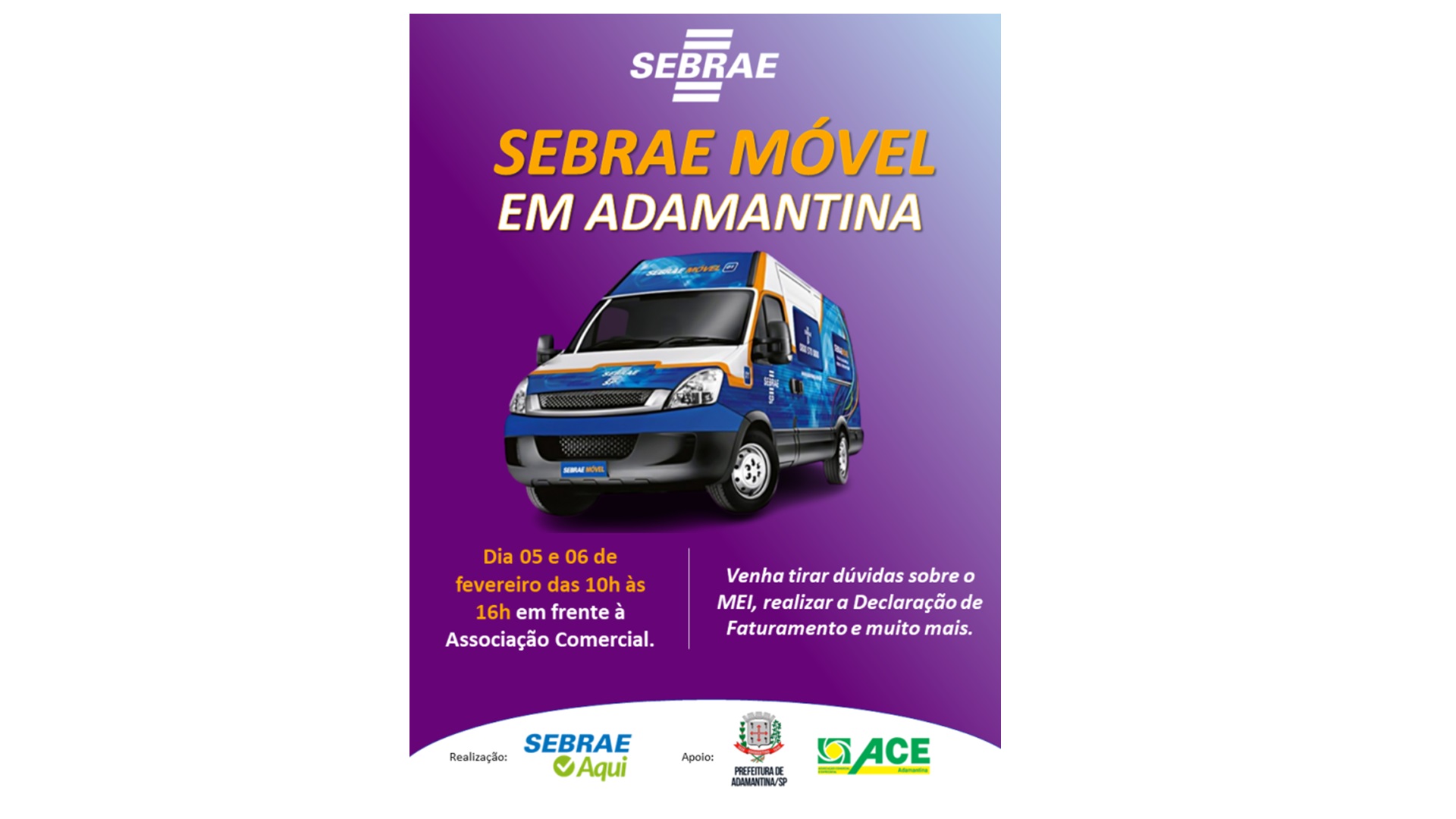 Adamantina receberá unidade do Sebrae Móvel na próxima semana