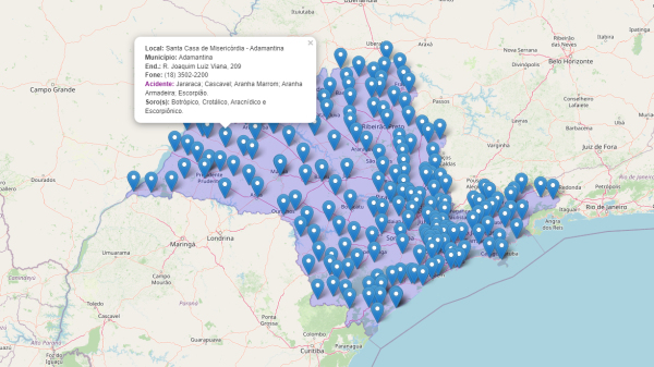 SP lança ferramenta para localizar pontos de atendimento a vítima de animal peçonhento