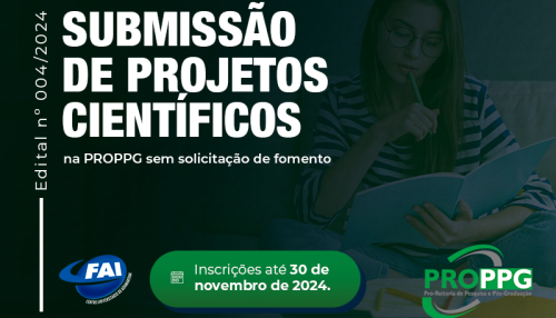 Centro Universitário abre período de submissão  de projetos de pesquisa sem fomento