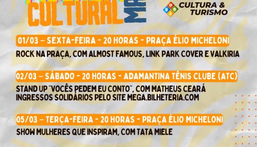 Agenda cultural de março em Adamantina começa com Rock na Praça