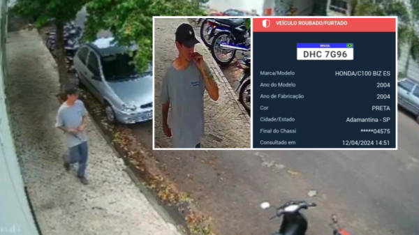 Moto é furtada no centro de Adamantina