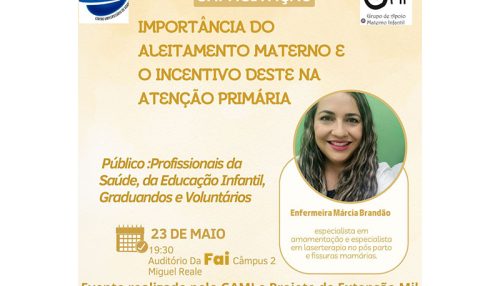 Projeto de Extensão do curso de Nutrição promove capacitação em parceria com o GAMI dia 23