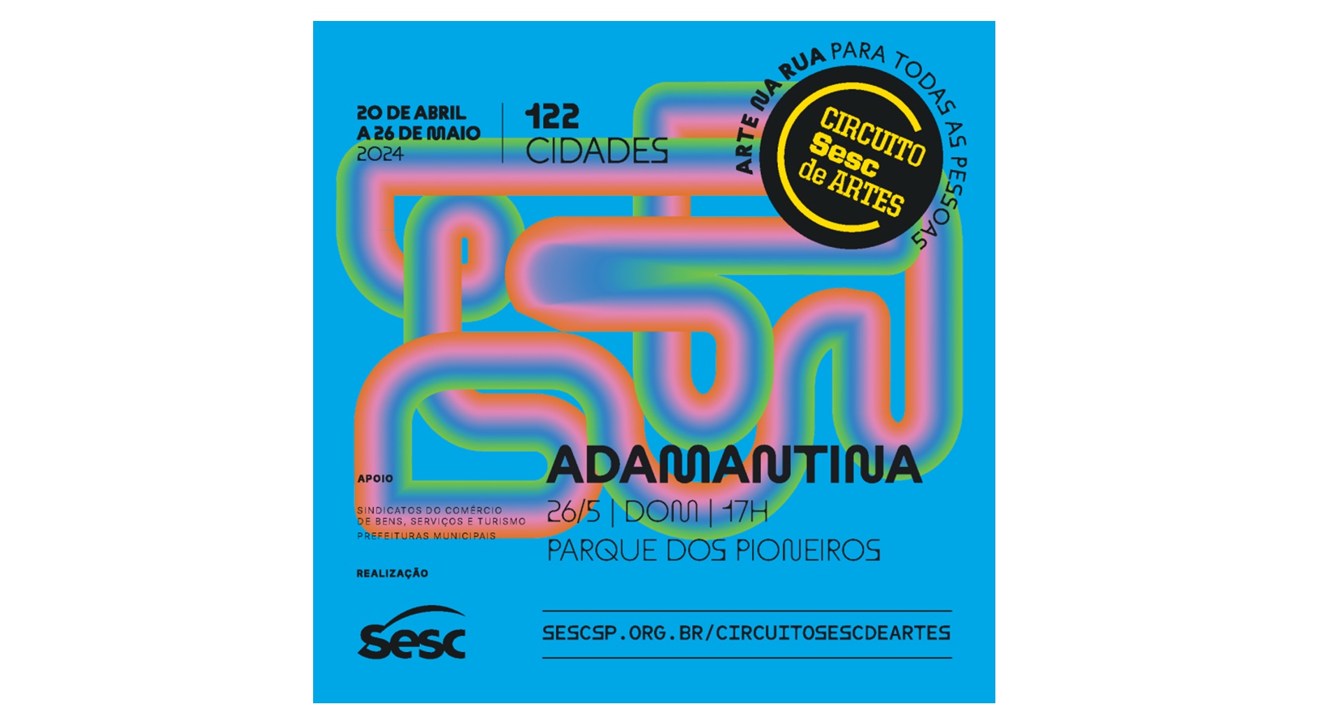 Adamantina recebe Circuito Sesc de Artes neste domingo (26)