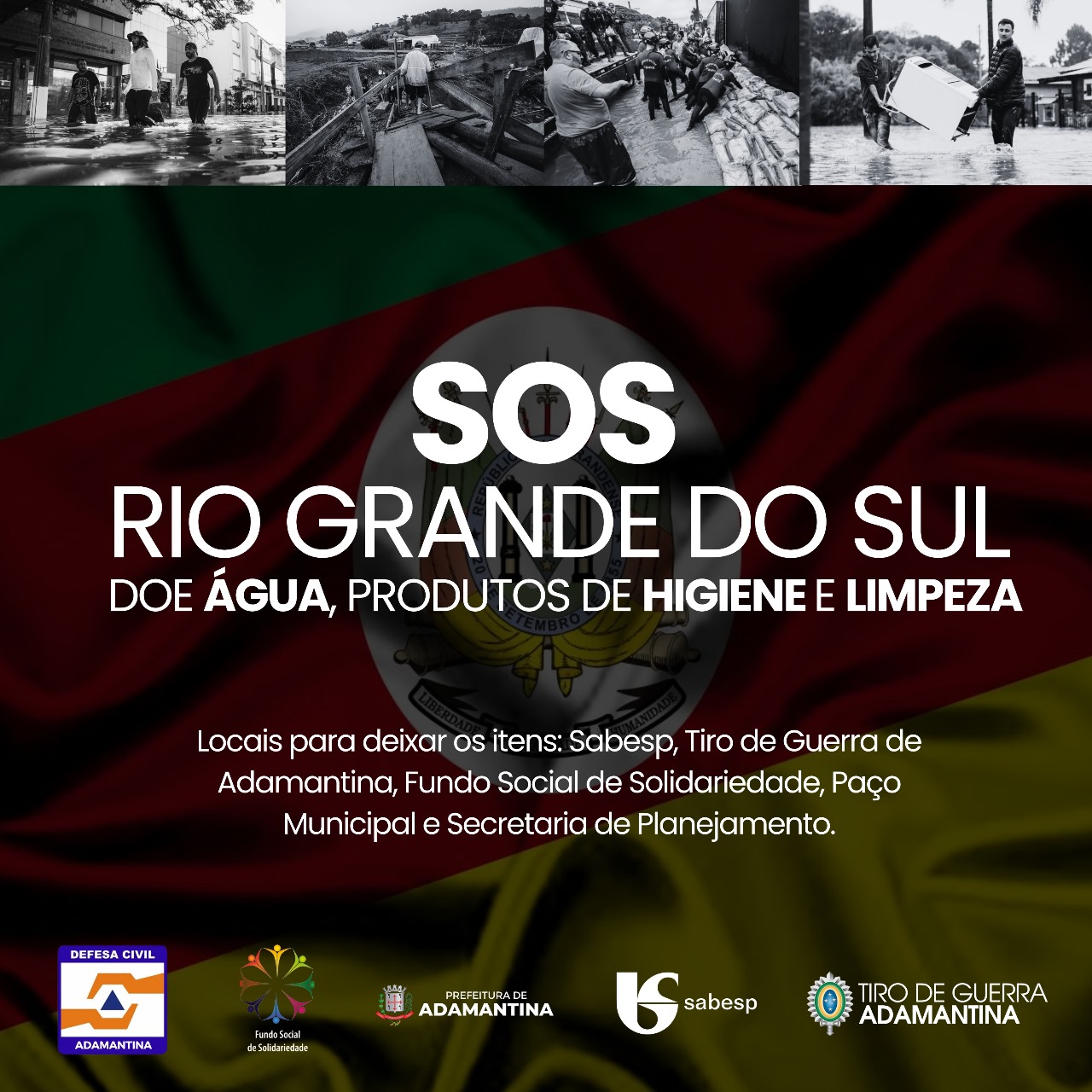Defesa Civil de Adamantina e Fundo Social arrecadam itens de limpeza e de higiene para destinar as vítimas das enchentes no Rio Grande do Sul