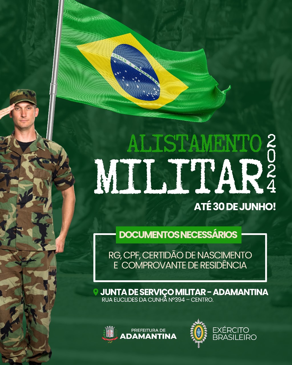 Junta de Serviço Militar de Adamantina informa que jovens de 18 anos devem fazer alistamento no mês de junho