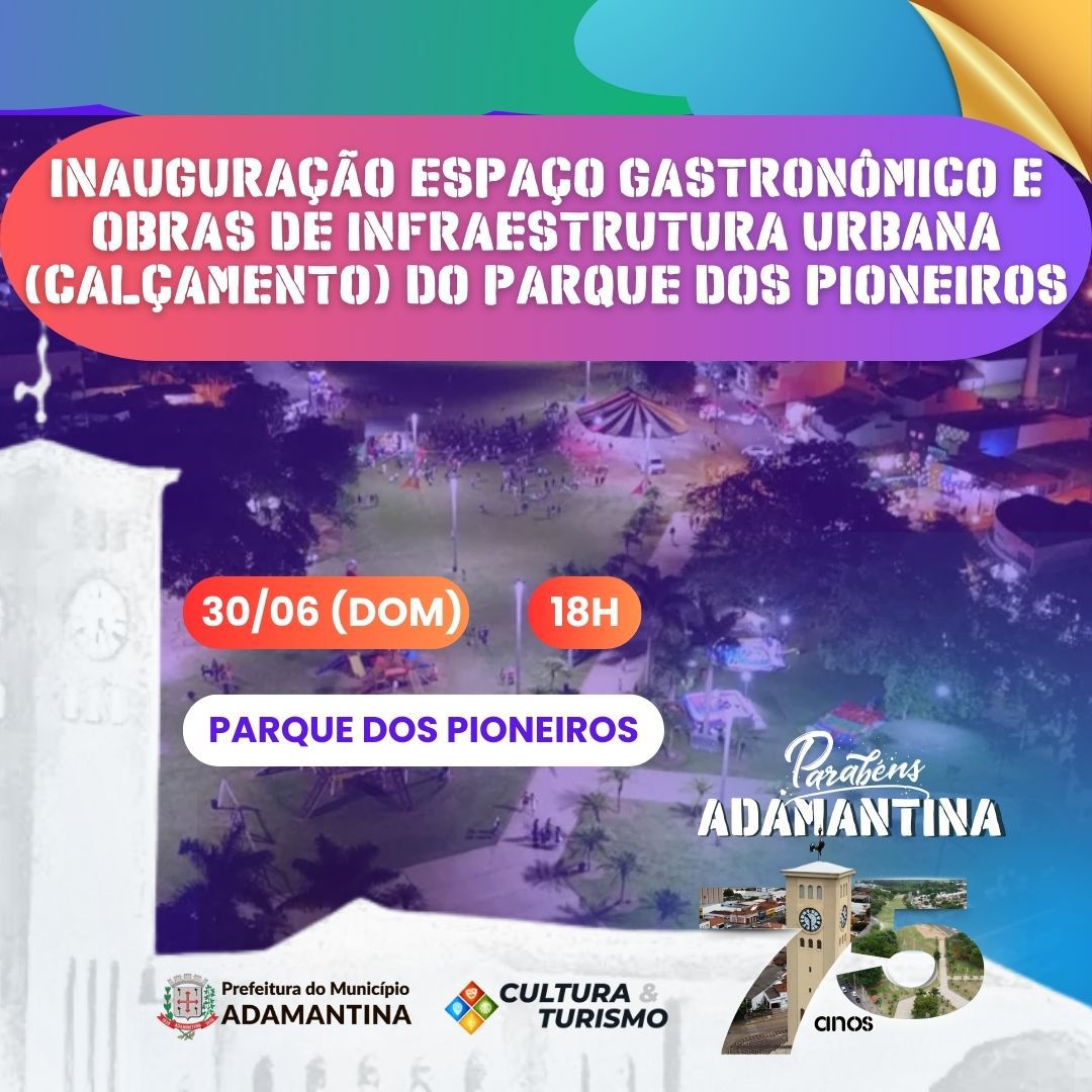 Novo calçamento no Parque dos Pioneiros será inaugurado