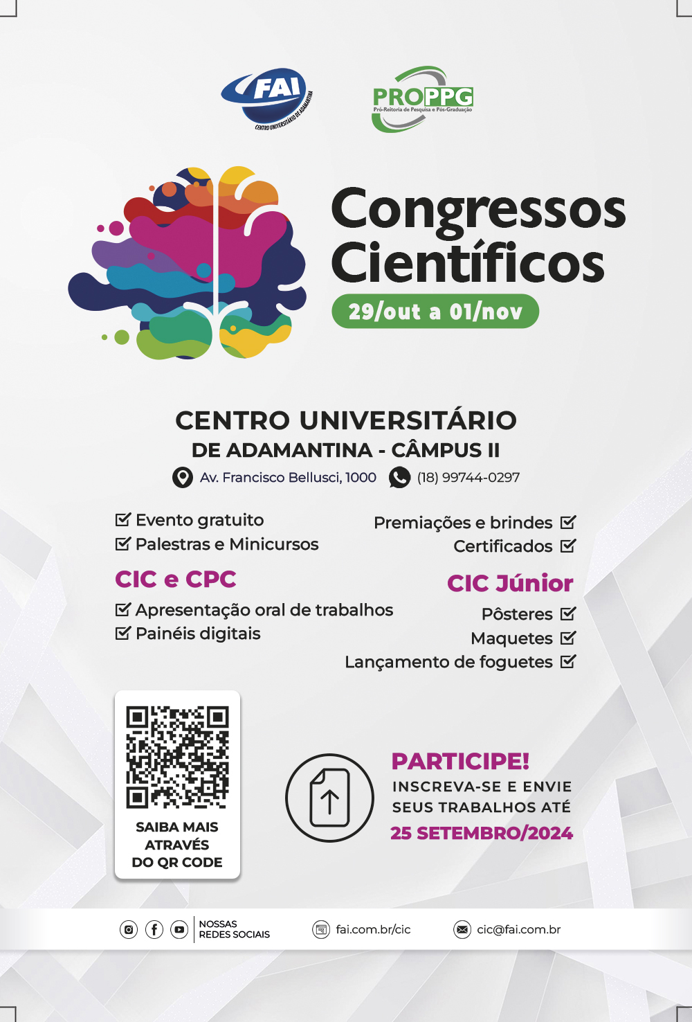 Congressos Científicos 2024 abrem inscrições gratuitas em 16 de agosto