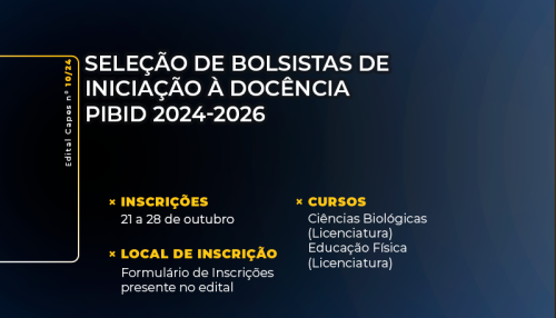 Centro Universitário abre inscrições para vagas de bolsistas do PIBID