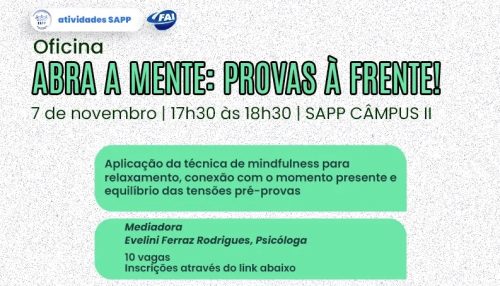 SAPP da FAI promove oficina para relaxamento pré-provas