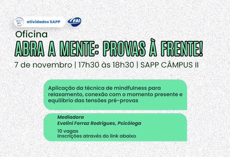 SAPP da FAI promove oficina para relaxamento pré-provas