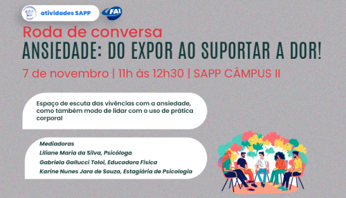 Com bate-papo e técnicas de respiração, Roda de  Conversa aborda a ansiedade no dia 7 de novembro