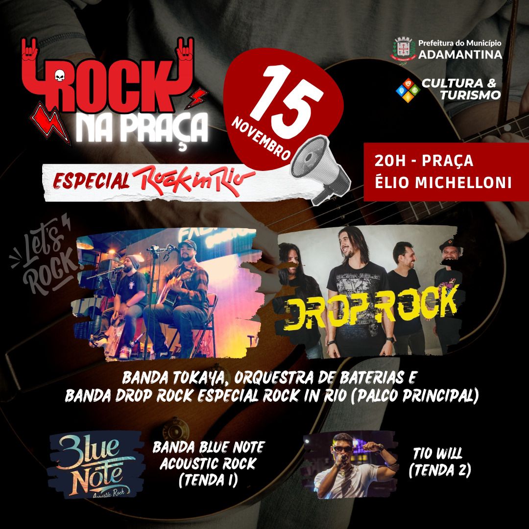 Praça Elio Micheloni recebe nesta sexta-feira (15) Rock na Praça