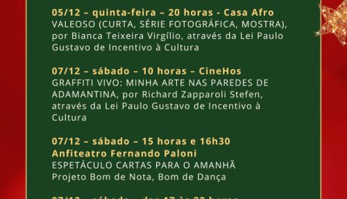 Secretaria de Cultura e Turismo de Adamantina divulga programação cultural de dezembro