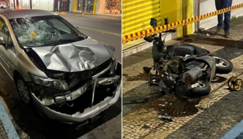 Motociclista morre após moto ser atingida na traseira, no centro de Adamantina
