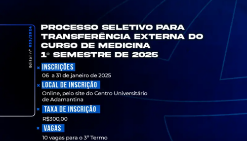 FAI anuncia processo seletivo para vagas remanescentes no curso de Medicina – 1º semestre de 2025