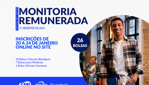 FAI abre na segunda, 24, inscrições para bolsas de monitoria