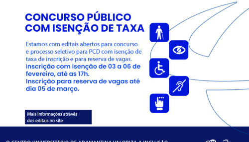 FAI concede isenção de pagamento de taxa de  inscrição de concurso para Pessoa com Deficiência