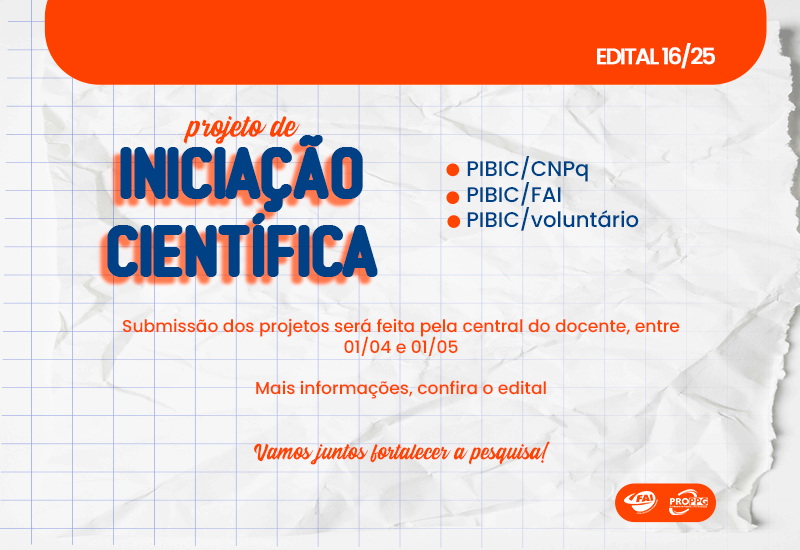 FAI abre edital para seleção de projetos de iniciação científica