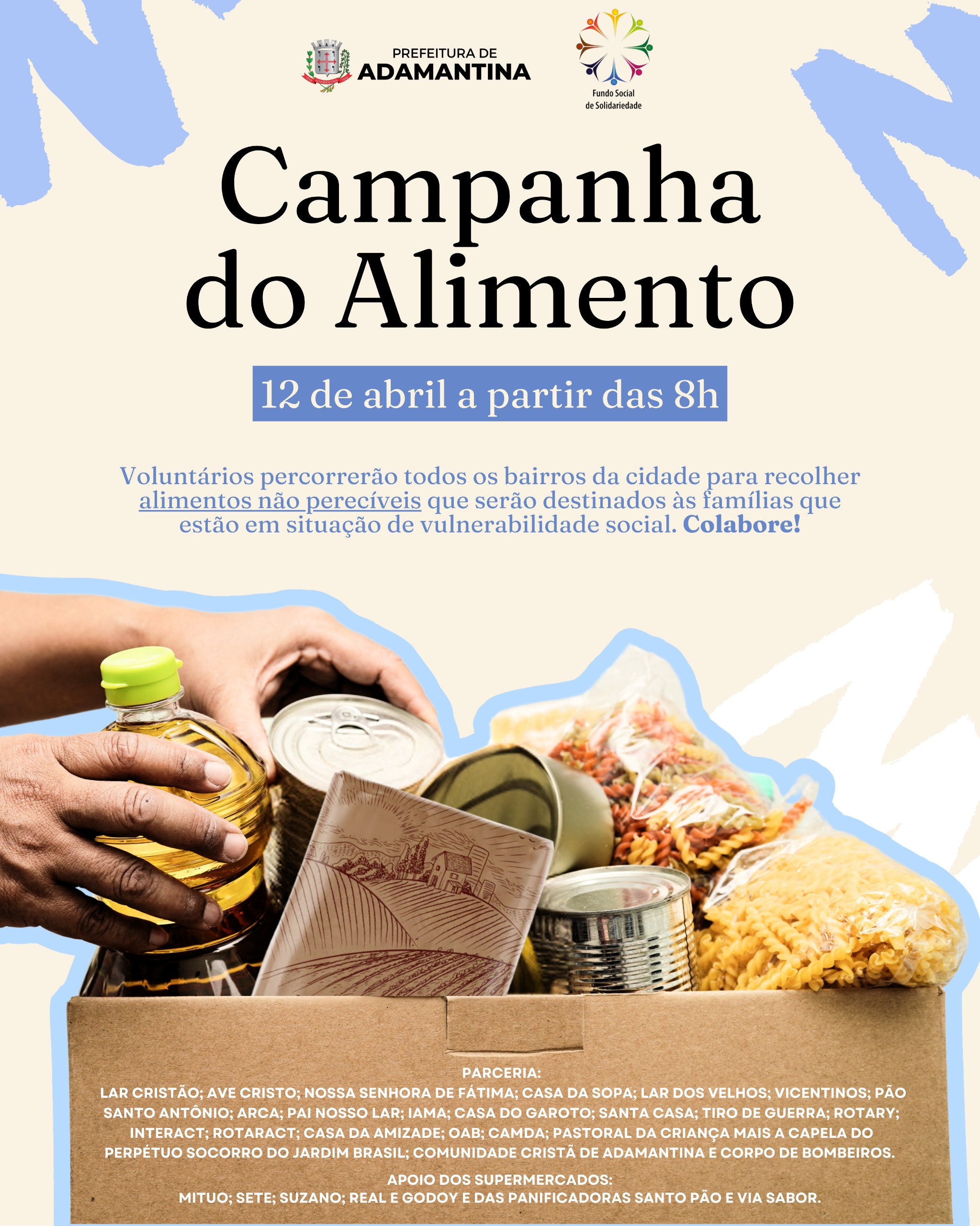 Fundo Social de Solidariedade de Adamantina promove “Campanha do Alimento” neste sábado (12)