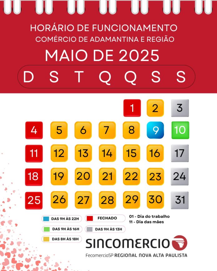 Comércio de Adamantina terá horário estendido nesta sexta (9) e sábado (10) para o Dia das Mães