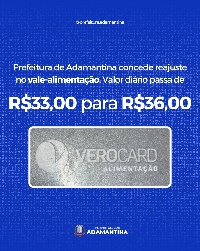 Prefeitura de Adamantina concede novo reajuste no vale-alimentação