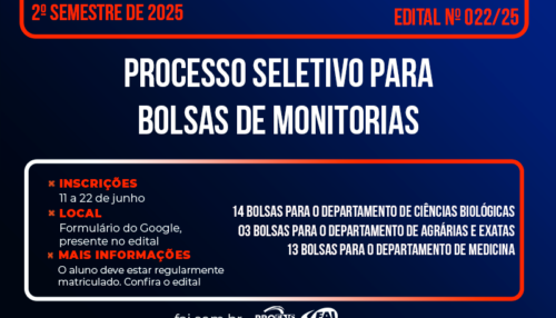 FAI abre processo seletivo para 30 bolsas de monitoria