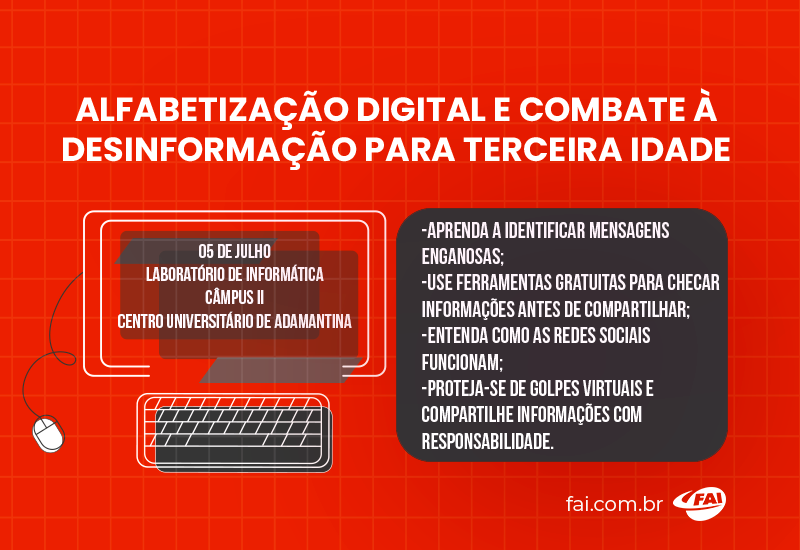 FAI promove minicurso de Alfabetização Digital  e Combate à Desinformação para a Terceira Idade