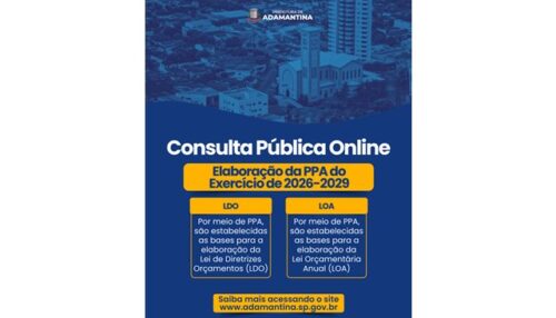 Prefeitura de Adamantina abre período de sugestões para elaboração do Plano Plurianual (PPA)