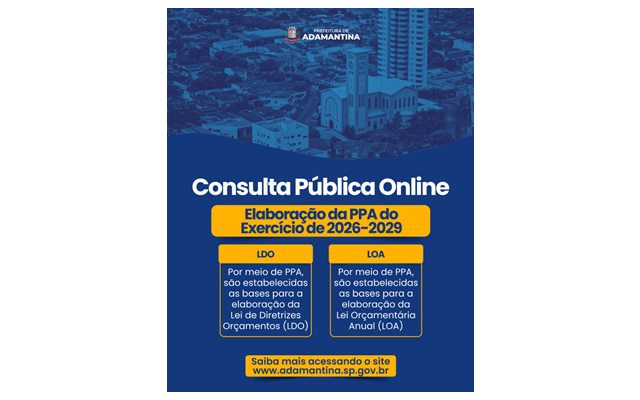 Prefeitura de Adamantina abre período de sugestões para elaboração do Plano Plurianual (PPA)