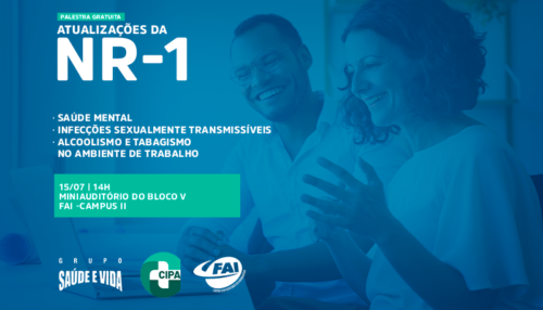 CIPA da FAI promove palestra sobre  saúde no ambiente de trabalho no dia 15