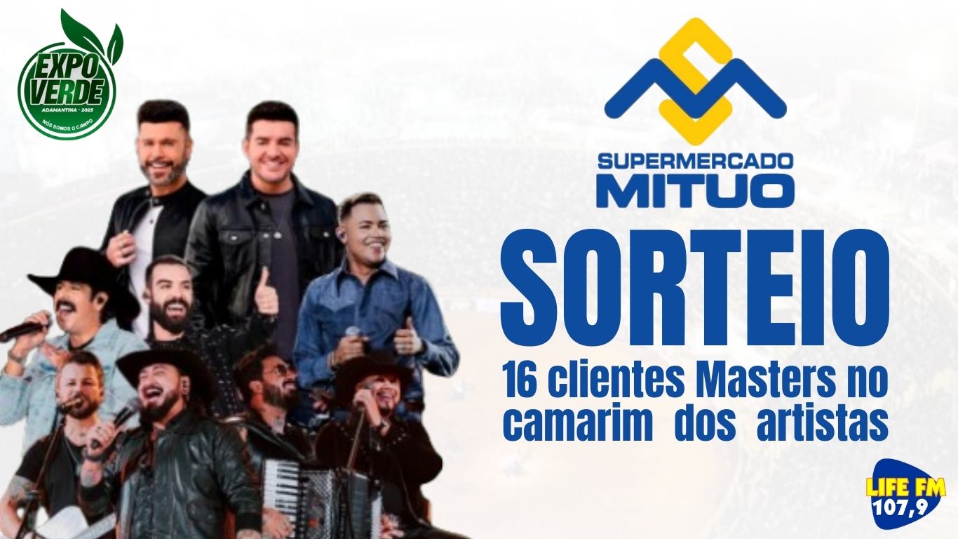 Supermercado Mituo promove sorteio para 16 clientes Masters irem ao camarim dos artistas da ExpoVerde 2025