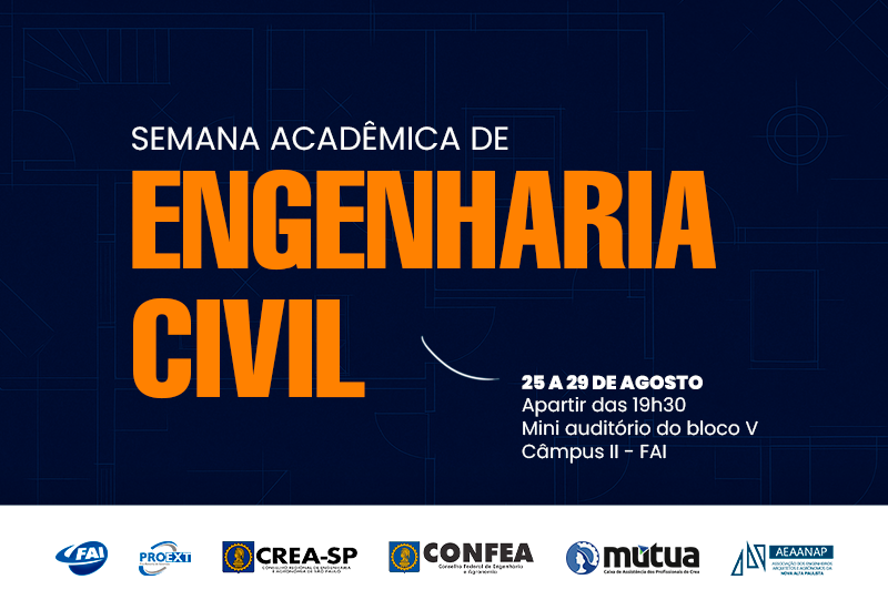 Semana Acadêmica de Engenharia Civil acontece de 25 a 29 de agosto