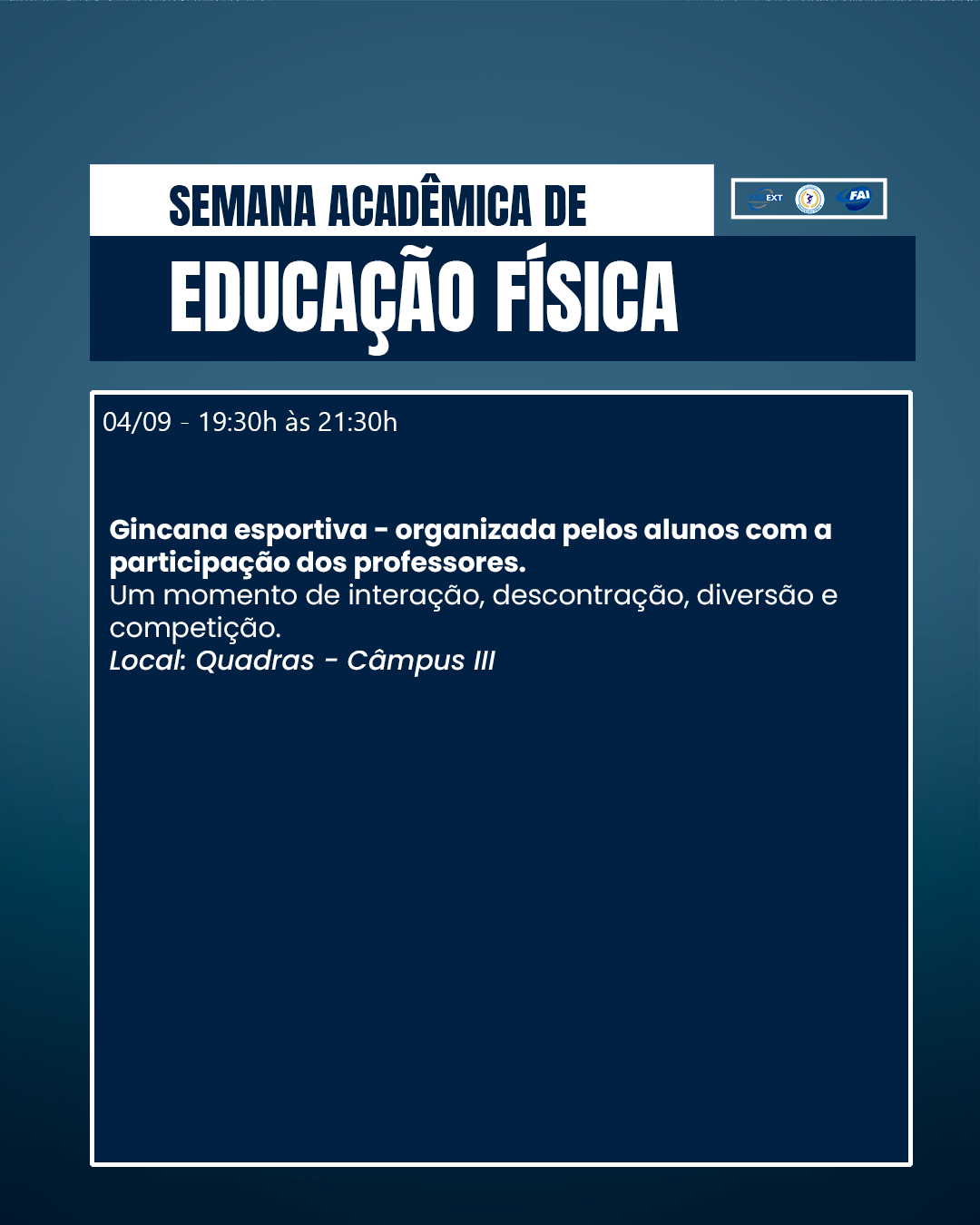 Semana Acadêmica de Educação Física da FAI começa amanhã