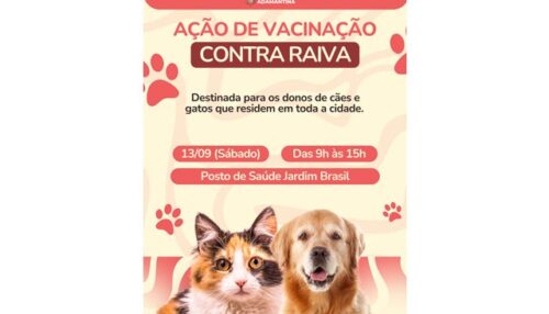 Mais uma etapa da ação de vacinação antirrábica acontece neste sábado na UBS do Jardim Brasil (13)