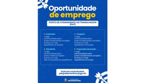 PAT divulga quatro oportunidades de emprego