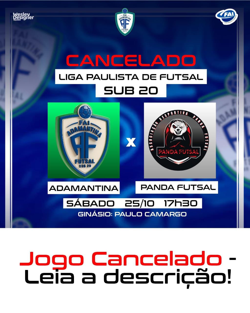 Nota a Imprensa - Sobre a rodada da Liga Paulista de Futsal Sub 20