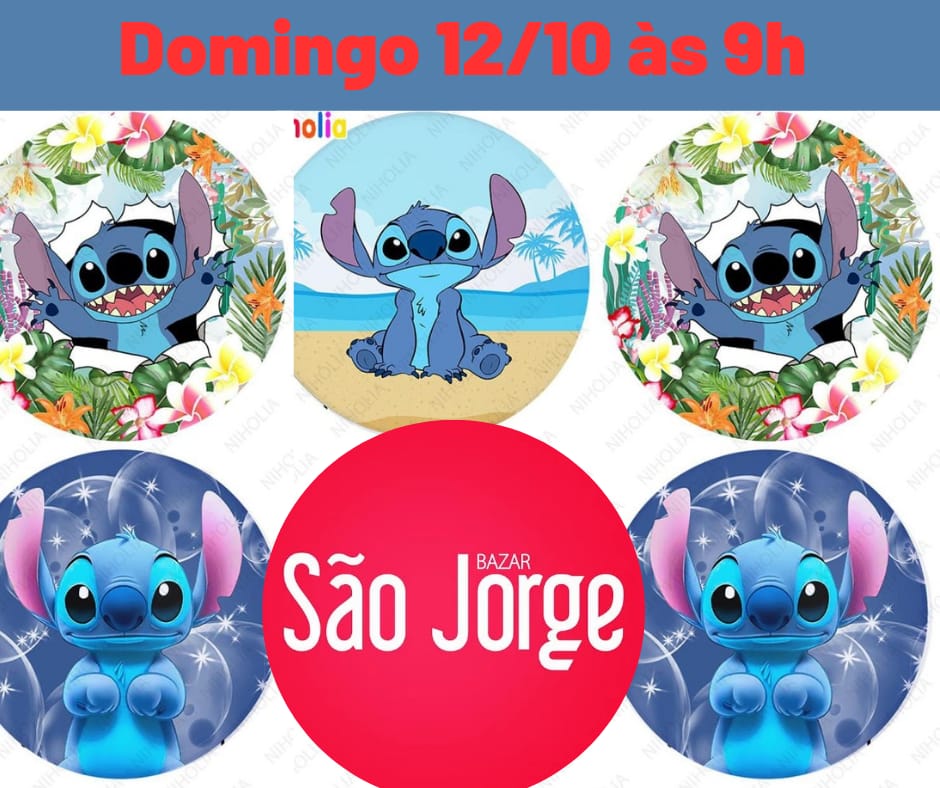 Bazar São Jorge anuncia horário especial com visita do personagem Stitch neste fim de semana