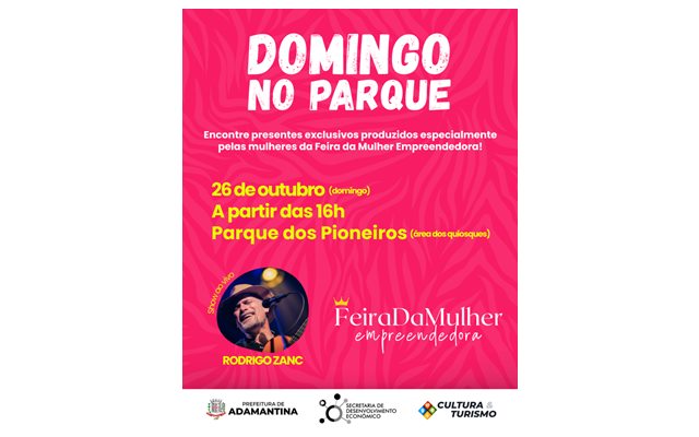 Feira da Mulher Empreendedora acontece neste domingo (26) durante Domingo no Parque
