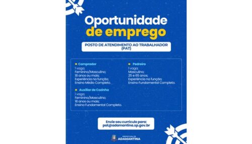 PAT está com três oportunidades de emprego